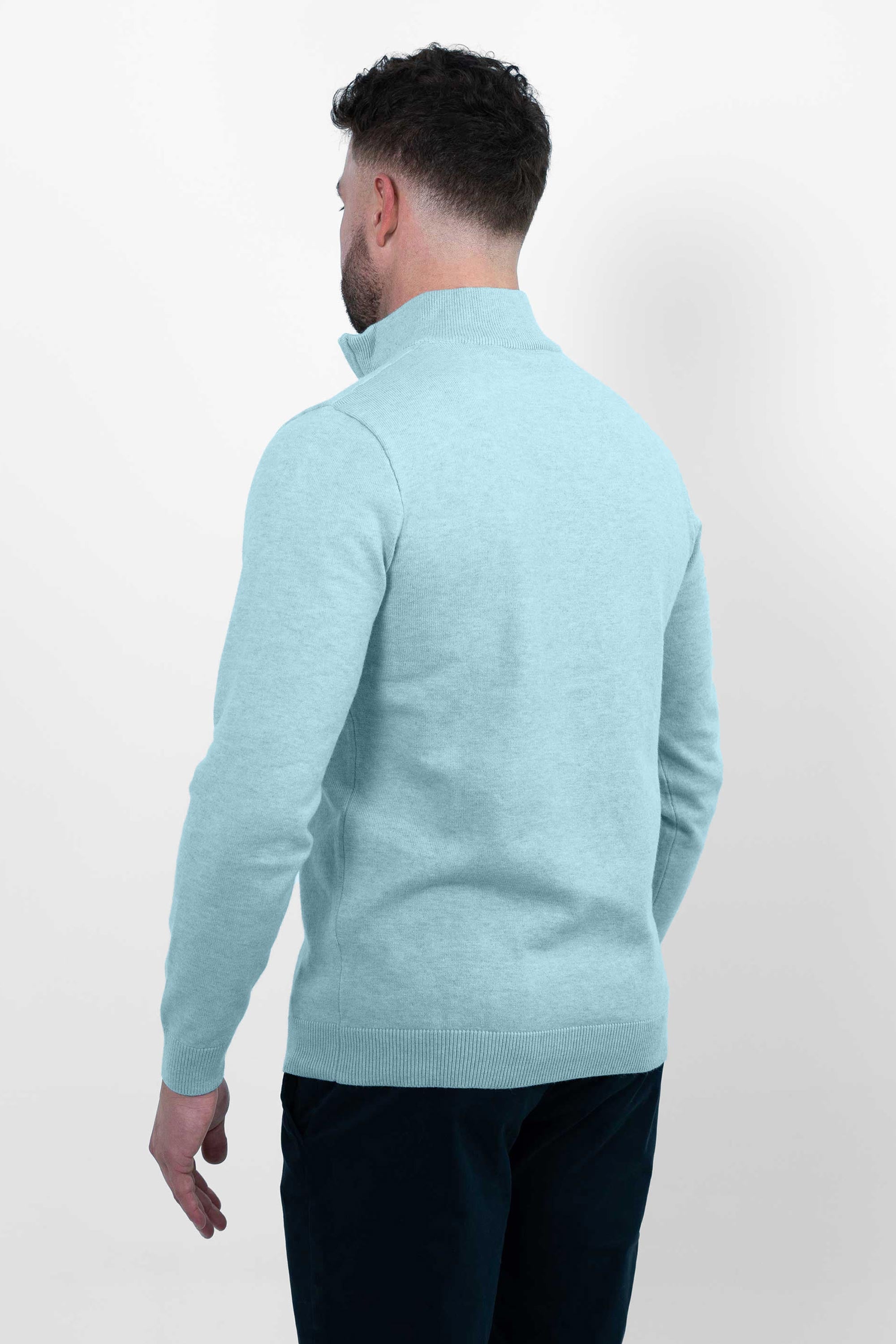Vercate - Luxe Half Zip / Quarter Zip Pullover - Lichtblauw / Blauw - Regular Fit - Knit Heren Sweater / Trui