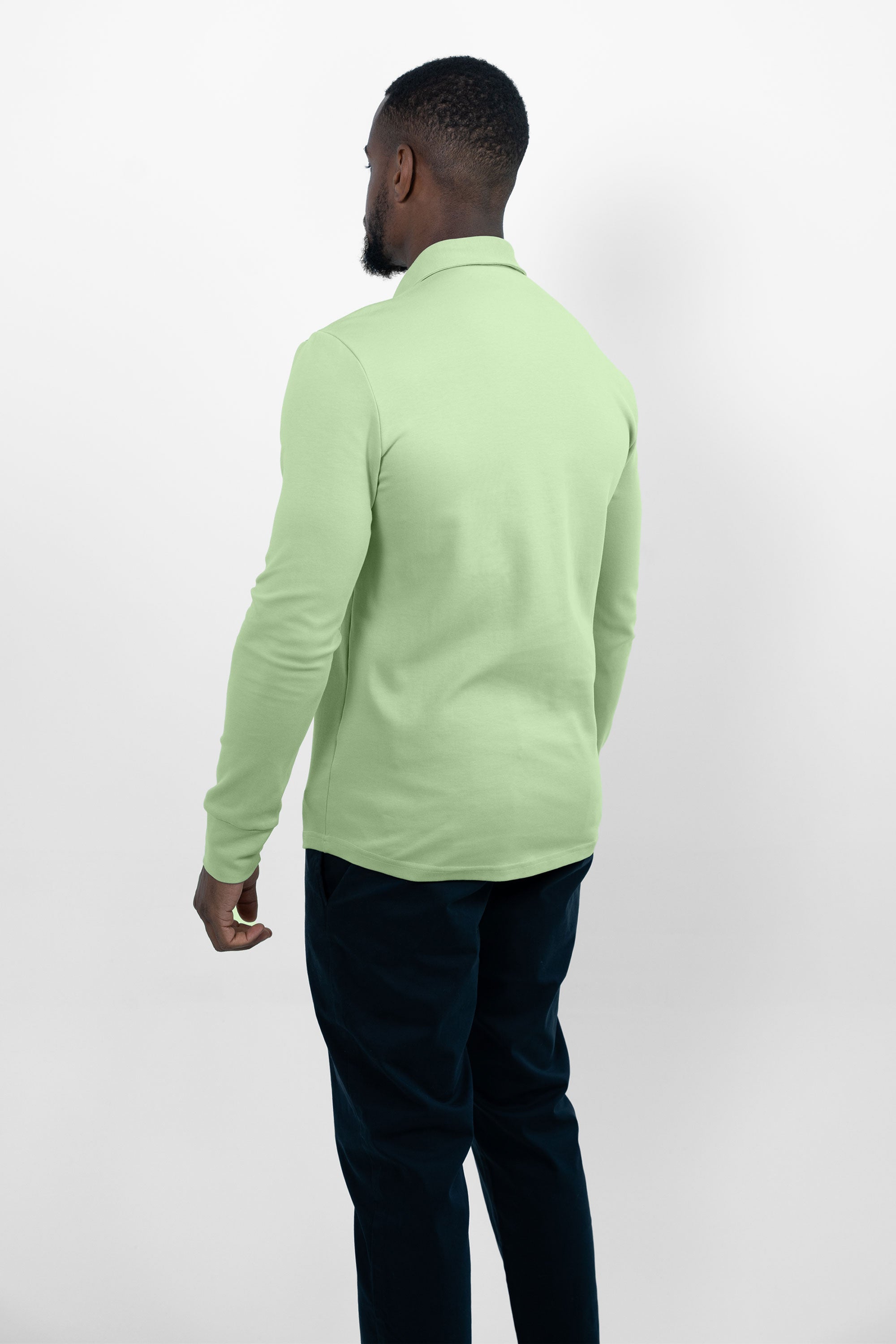 Vercate - Heren Polo Lange Mouw - Strijkvrij Poloshirt - Groen - Green Lemon - Slim Fit - Excellent Katoen - Maat S M L XL XXL