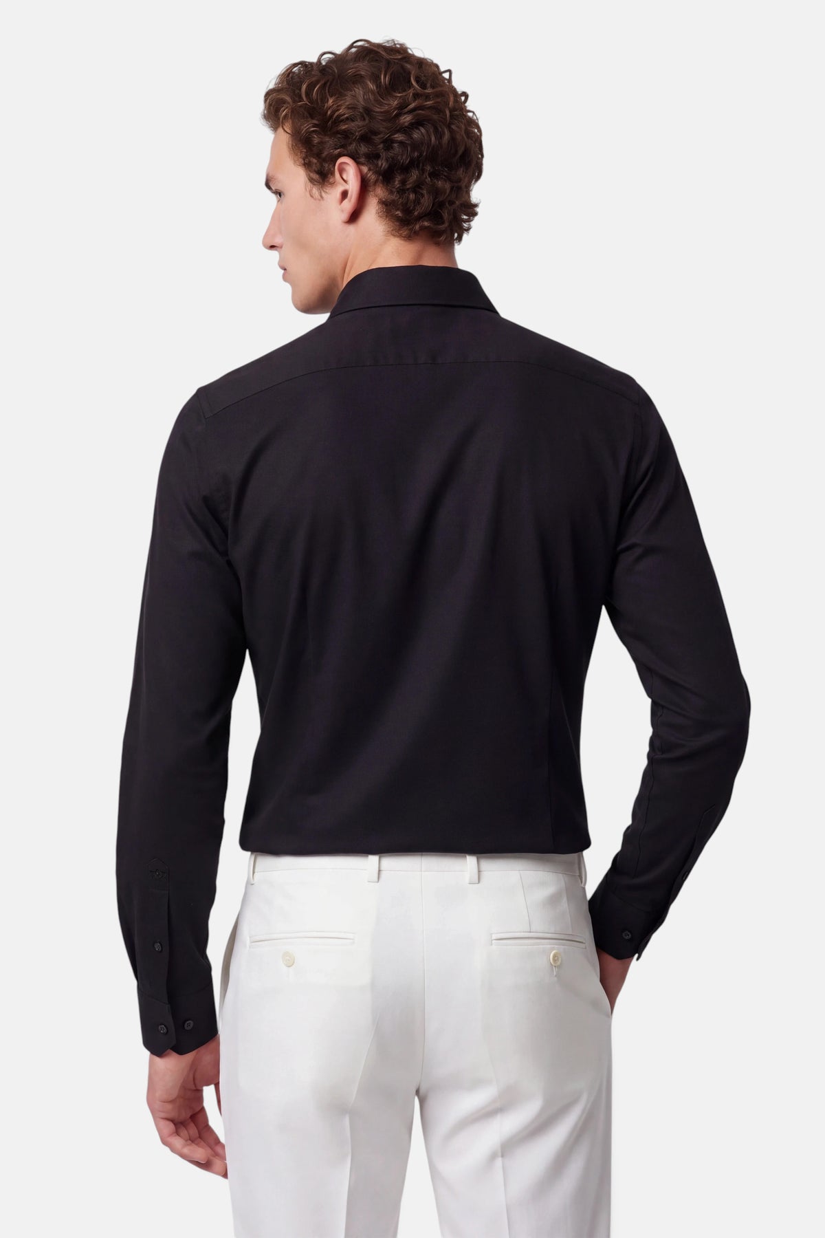 Vercate - Strijkvrij Overhemd - Japanese Knitted - Piqué Katoen - Zwart - Slim Fit - Lange Mouw - Heren
