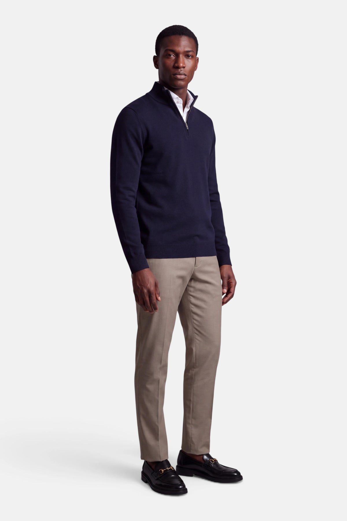 Vercate - Quarter Zip / Half Zip Trui Heren - Navy / Marine Blauw - Cashmere Blend - Regular Fit 
