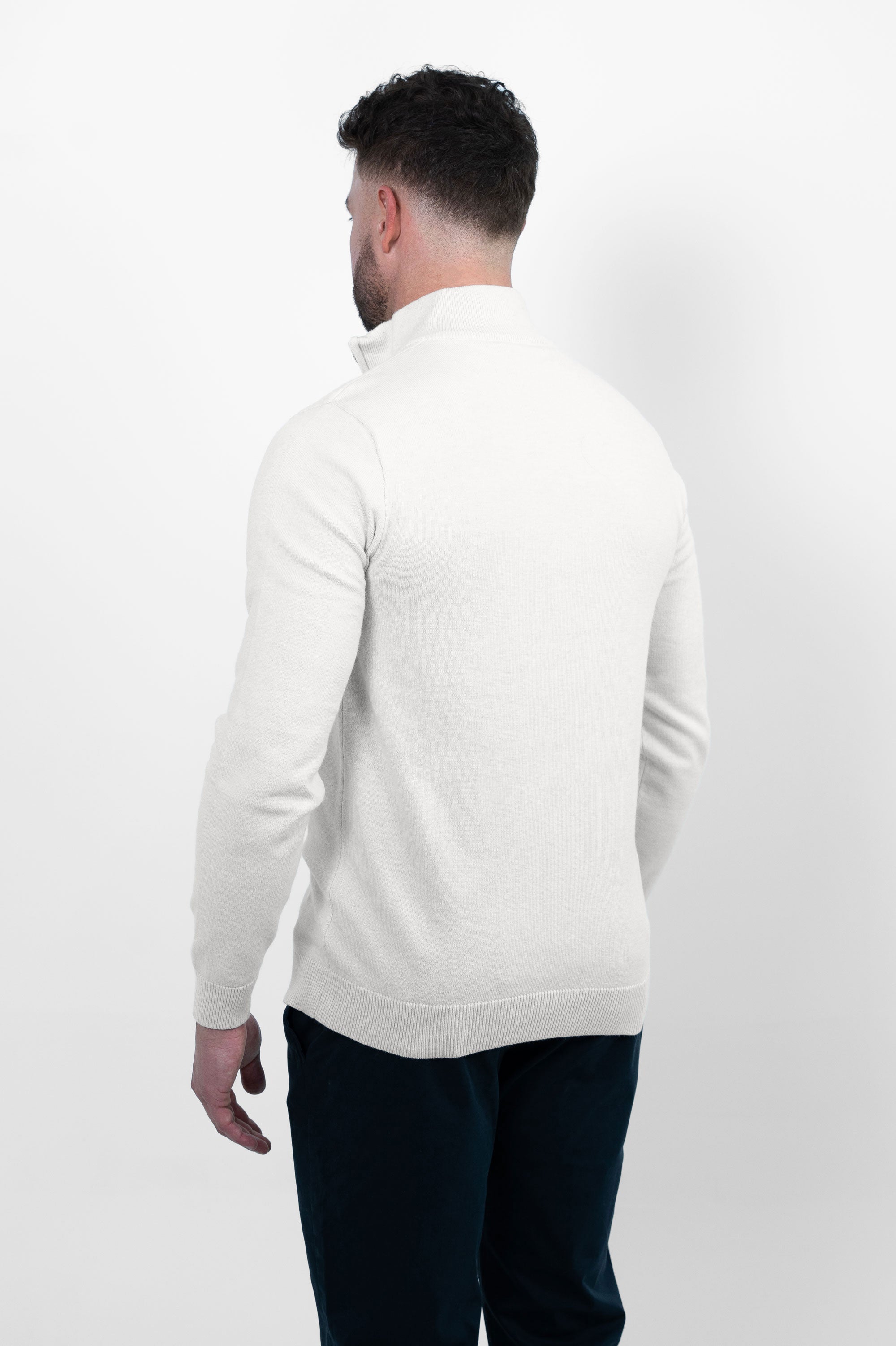 Vercate - Luxe Half Zip / Quarter Zip Pullover - Off White / Gebroken Wit - Regular Fit - Knit Heren Sweater / Trui