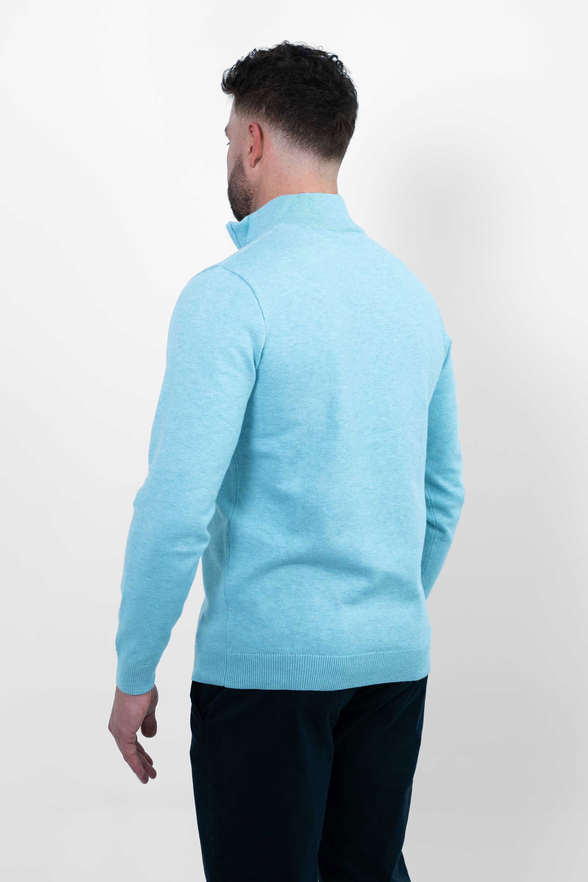 Vercate - Luxe Half Zip / Quarter Zip Pullover - Lichtblauw / Blauw - Regular Fit - Knit Heren Sweater / Trui