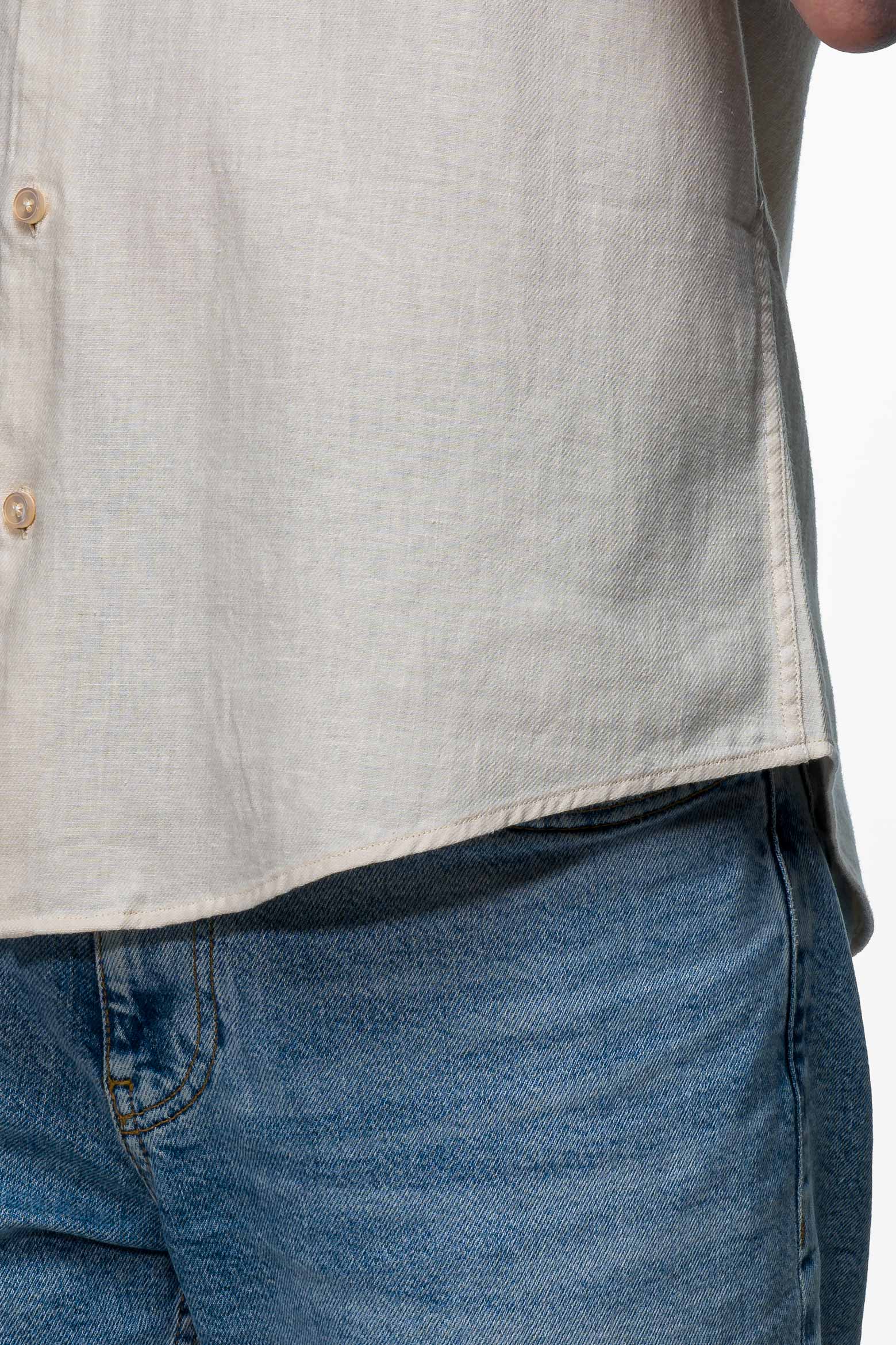 Vercate - Linnen Overhemd - Korte Mouwen - Slim Fit - Heren - Beige