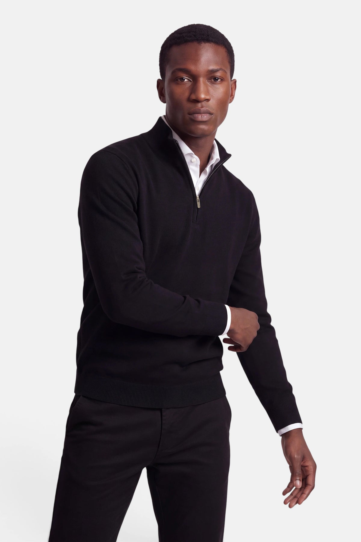 Vercate - Quarter Zip / Half Zip Trui Heren - Zwart - Cashmere Blend - Regular Fit
