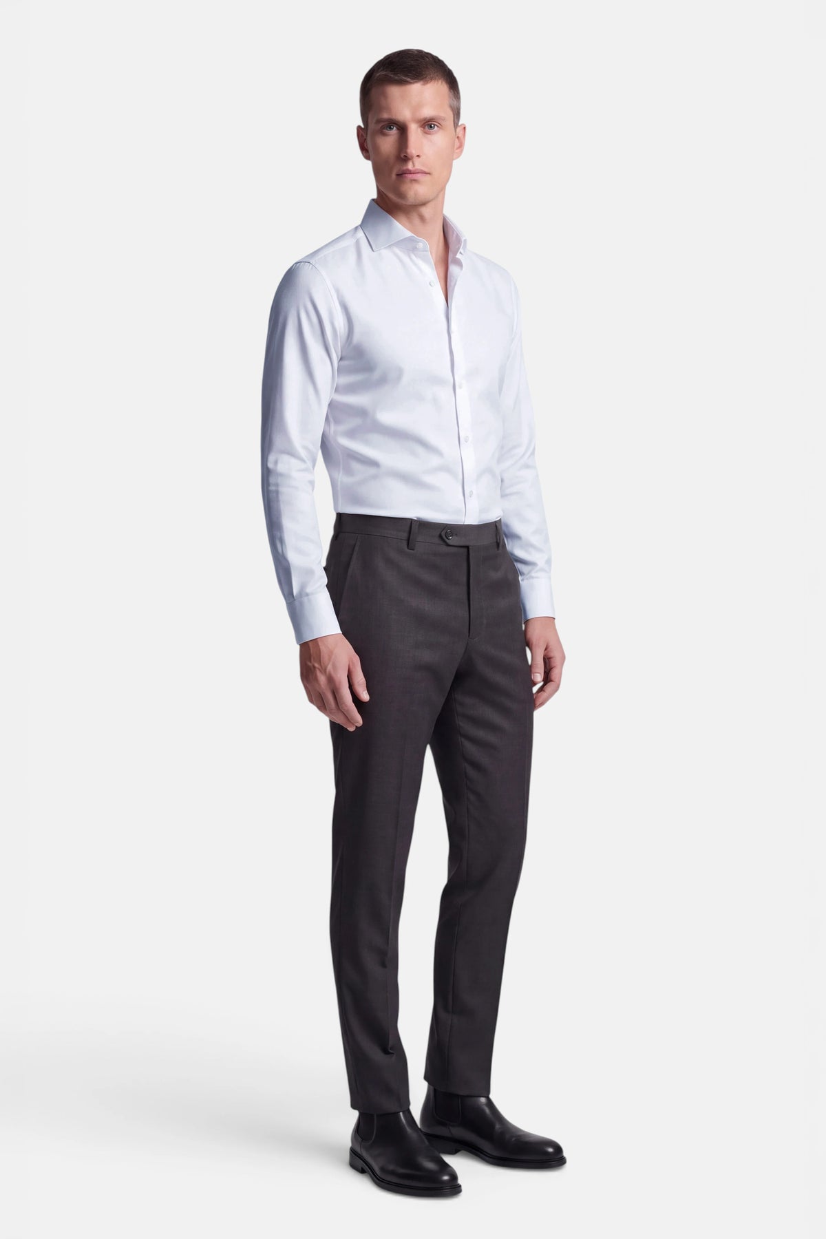 Vercate - Strijkvrij Overhemd - Twill Katoen - Business Shirt - Lange Mouwen - Slim Fit - Heren - Wit