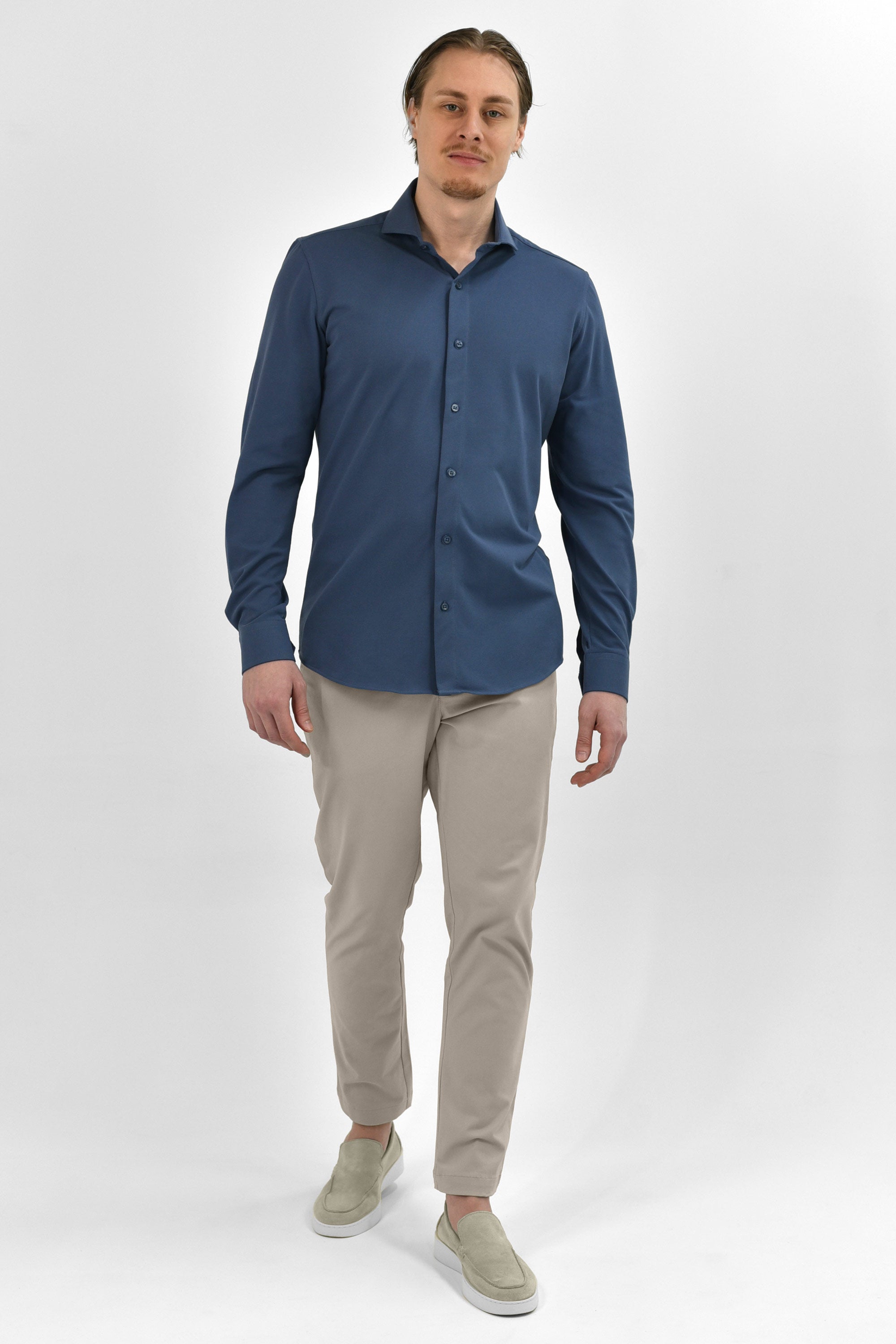 Non Iron Shirt - Japanese Knitted - Blue