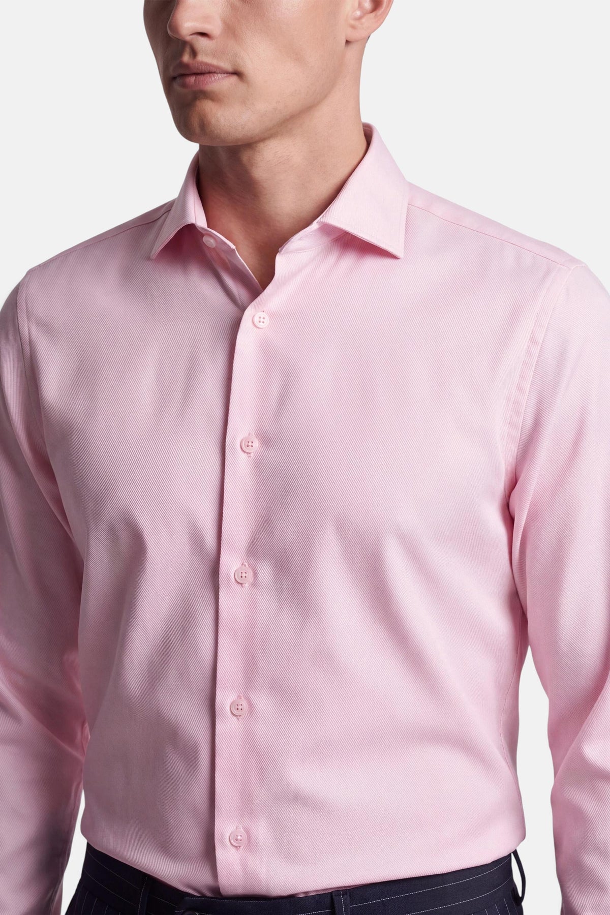 Vercate - Strijkvrij Overhemd - Twill Katoen - Business Shirt - Lange Mouwen - Slim Fit - Heren - Roze