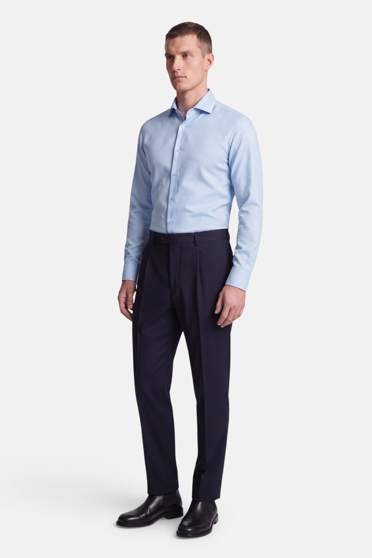 Vercate - Strijkvrij Overhemd - Twill Katoen - Business Shirt - Lange Mouwen - Slim Fit - Heren - Lichtblauw 