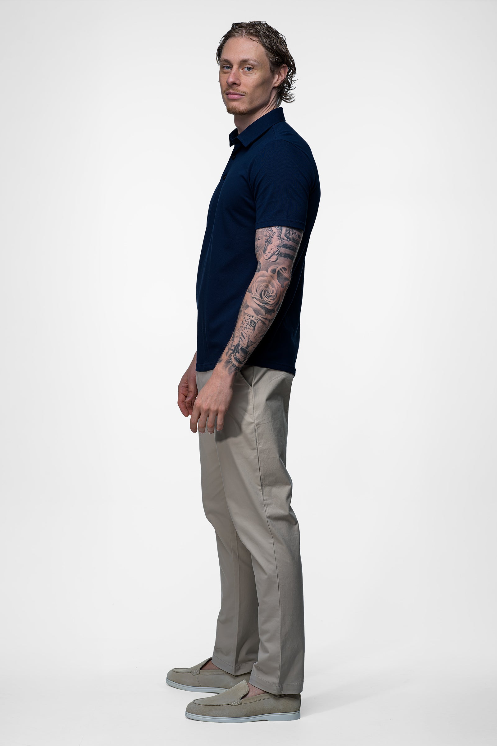 Vercate - Heren Polo - Japanese Knitted - Piqué Katoen - Slim Fit - Poloshirt met Korte Mouwen - Navy / Donkerblauw