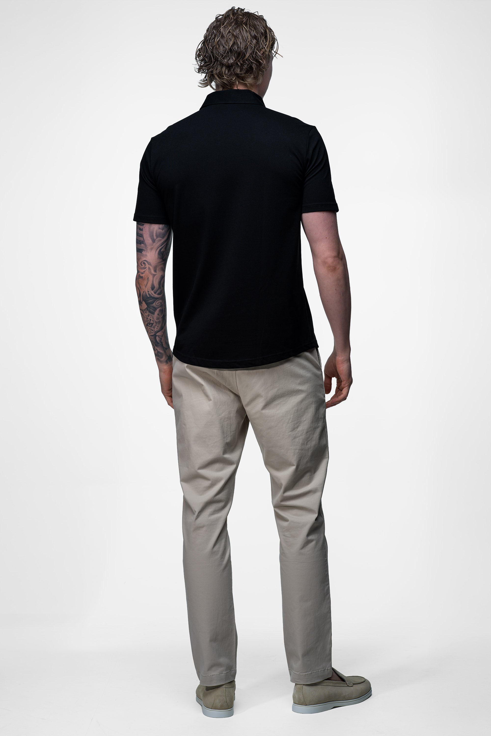 Vercate - Heren Polo - Japanese Knitted - Piqué Katoen - Slim Fit - Poloshirt met Korte Mouwen - Zwart / Zwarte