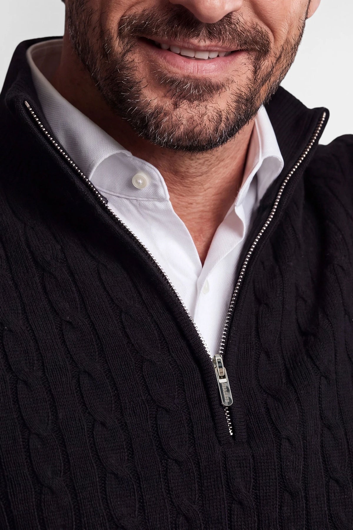 Vercate - Quarter Zip / Half Zip Trui Heren - Zwart - Cashmere Blend - Kabeltrui / Pullover - Regular Fit