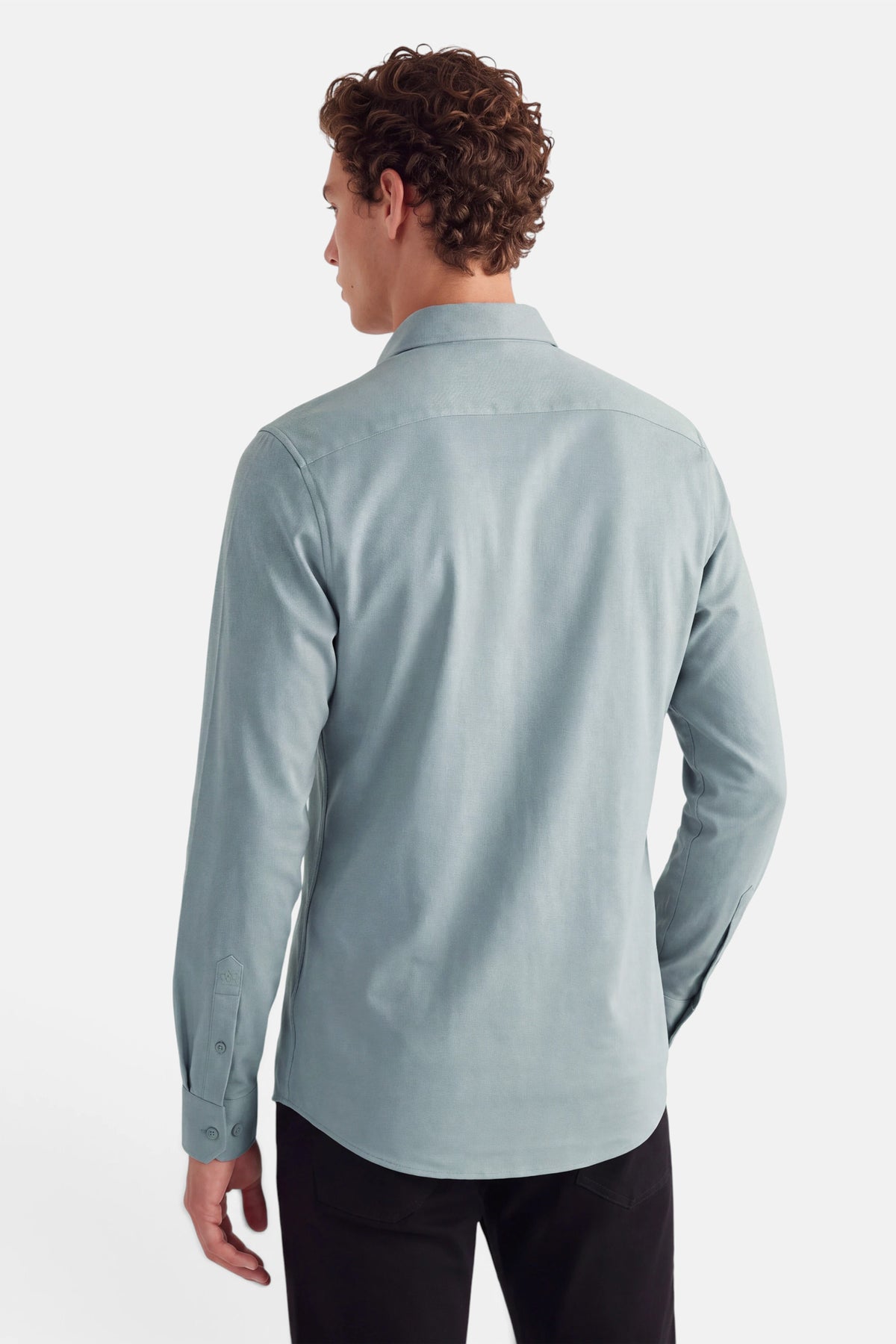 Vercate - Strijkvrij Overhemd - Japanese Knitted - Piqué Katoen - Blauwgrijs - Slim Fit - Lange Mouw - Heren