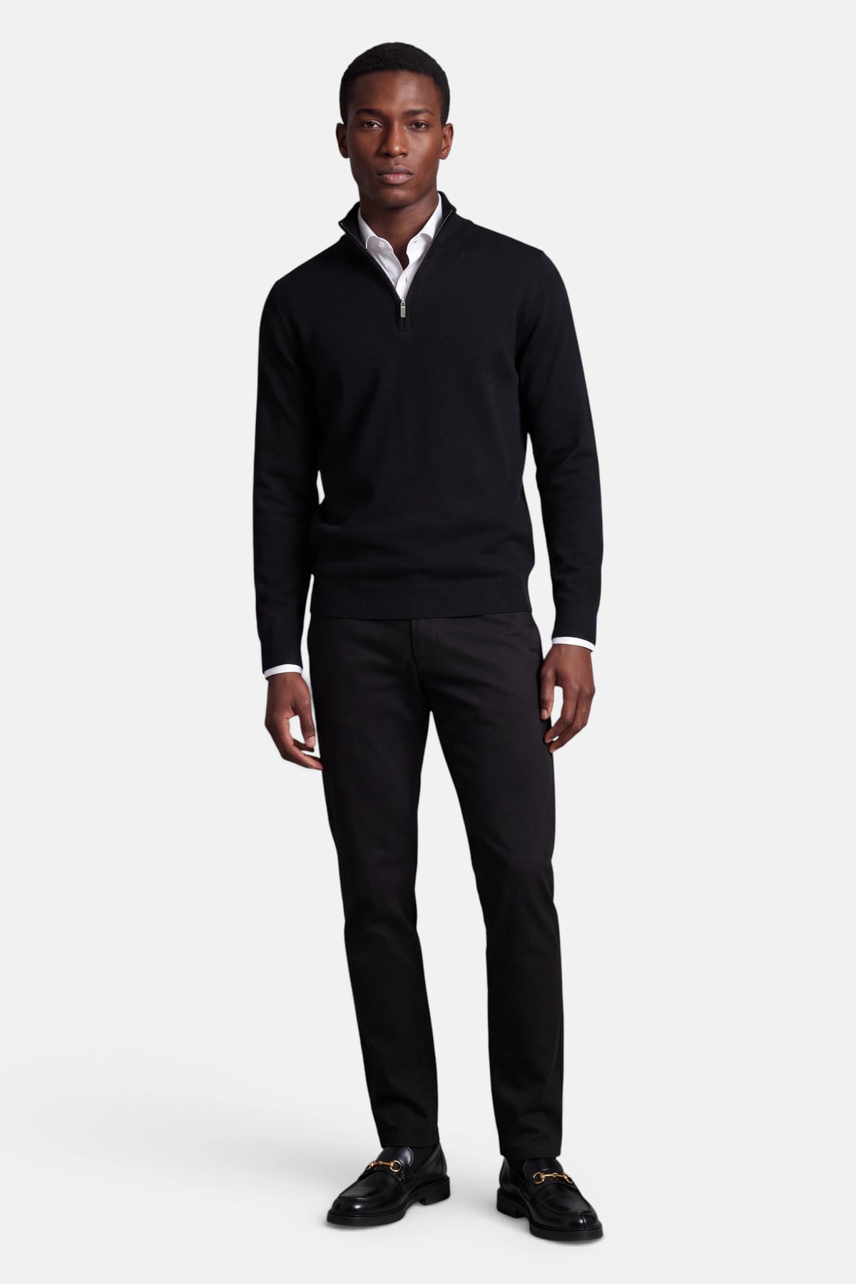 Vercate - Quarter Zip / Half Zip Trui Heren - Zwart - Cashmere Blend - Regular Fit