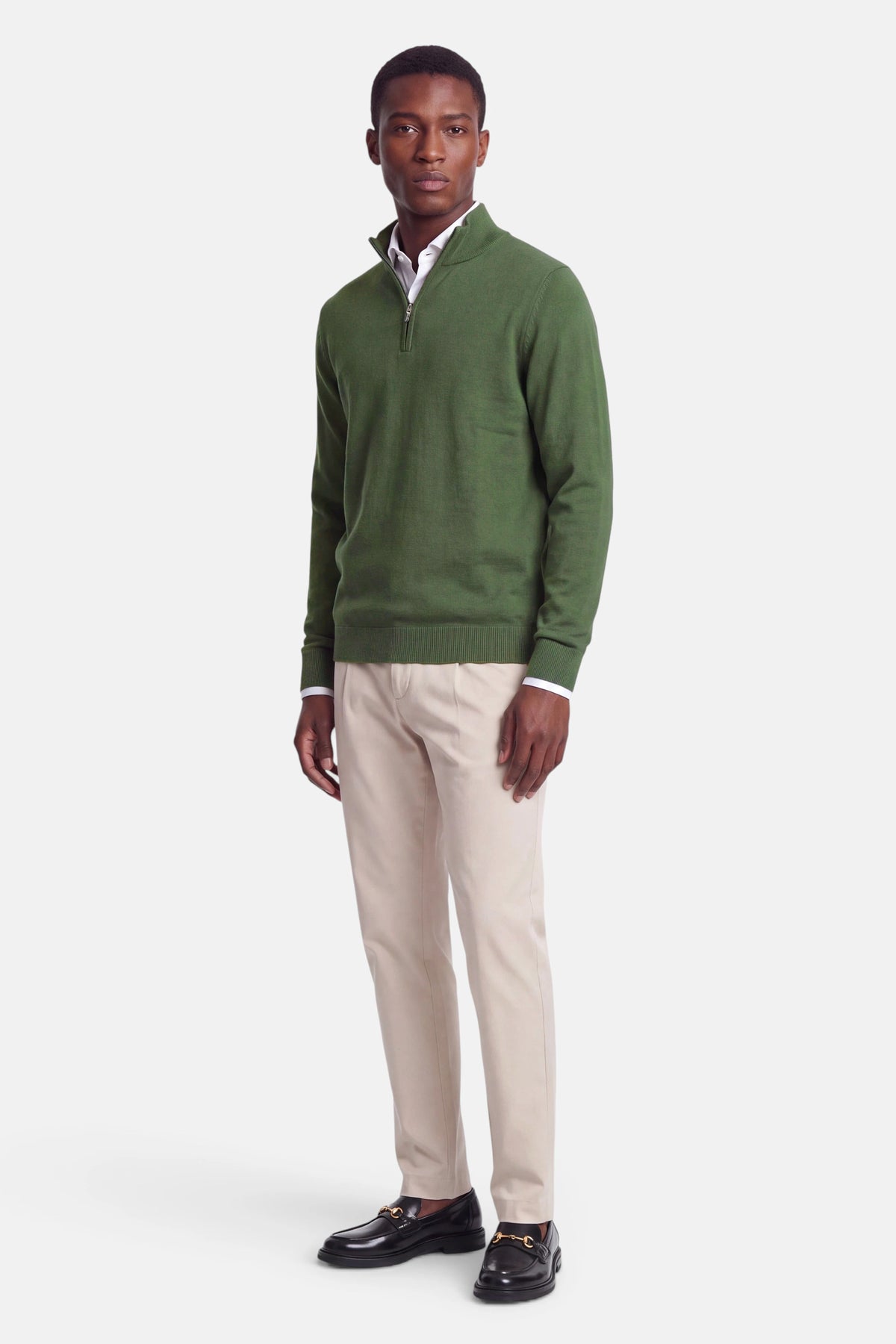 Vercate - Quarter Zip / Half Zip Trui Heren - Groen - Cashmere Blend - Regular Fit