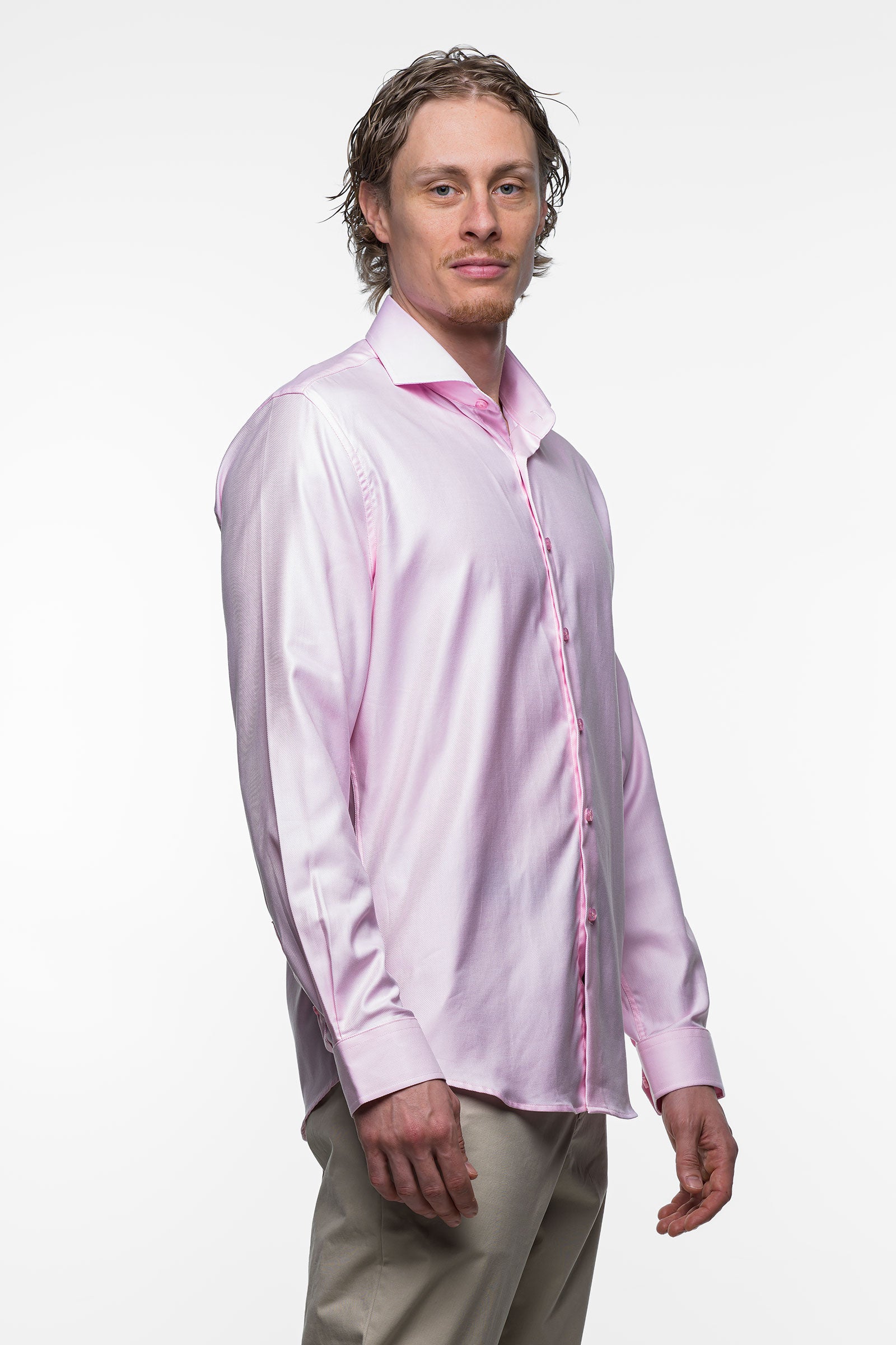Vercate - Strijkvrij Overhemd - Twill Katoen - Business Shirt - Lange Mouwen - Slim Fit - Heren - Roze