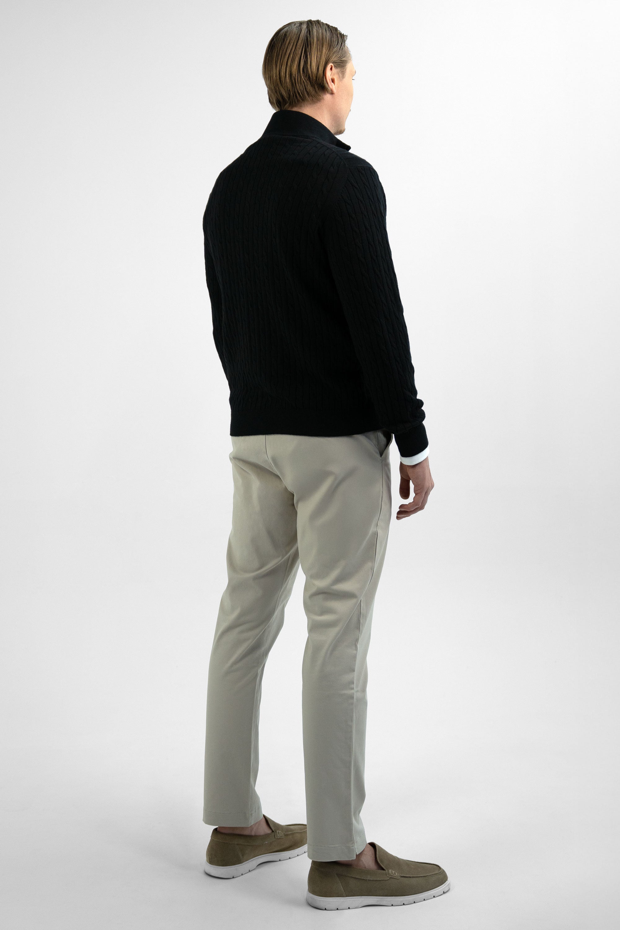 Vercate - Quarter Zip / Half Zip Trui - Cashmere / Kasjmier Blend - Kabeltrui / Pullover - Regular Fit - Zwart