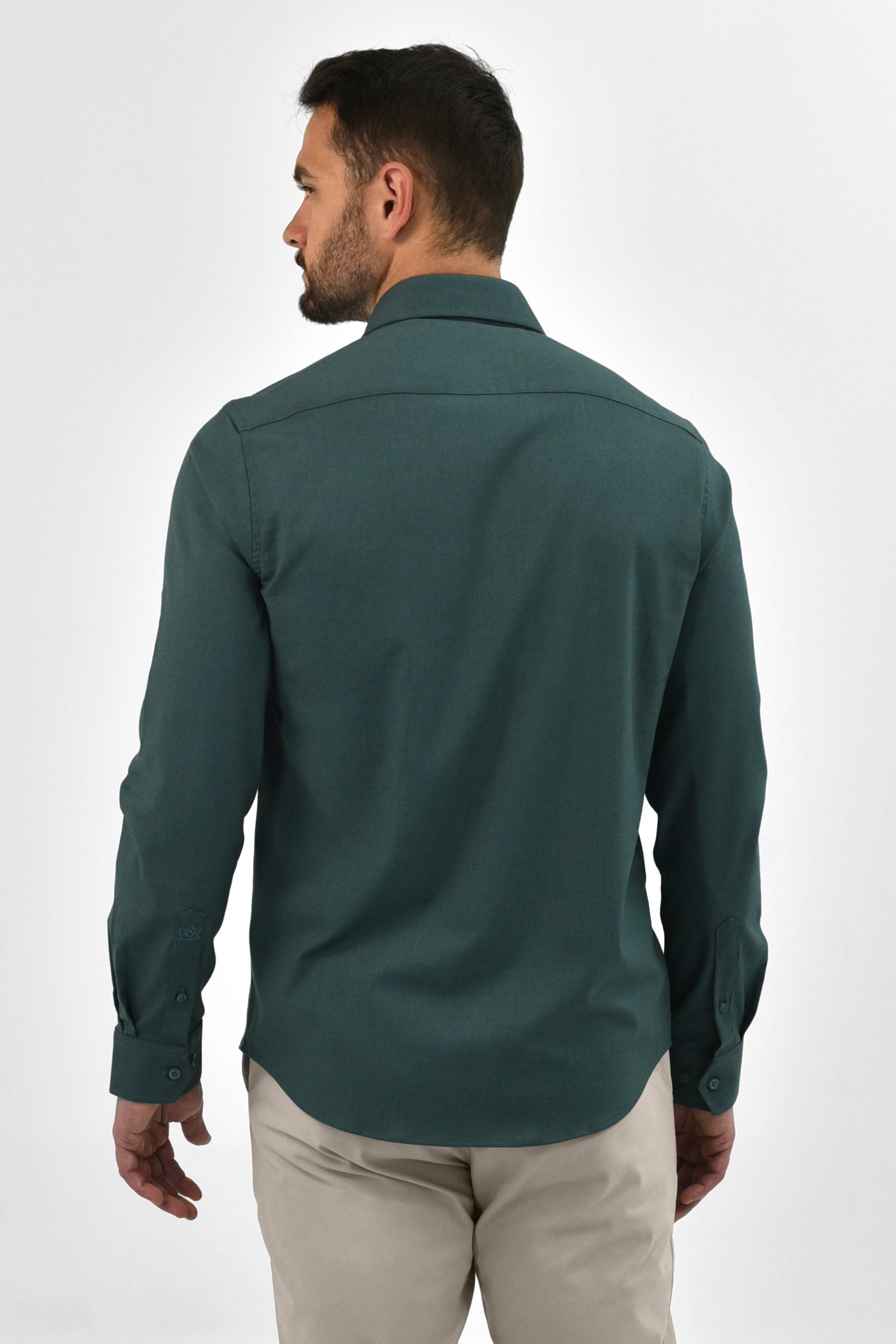Vercate - Strijkvrij & Kreukvrij Overhemd - Groen - Slim Fit - Bamboe Katoen - Lange Mouw - Heren