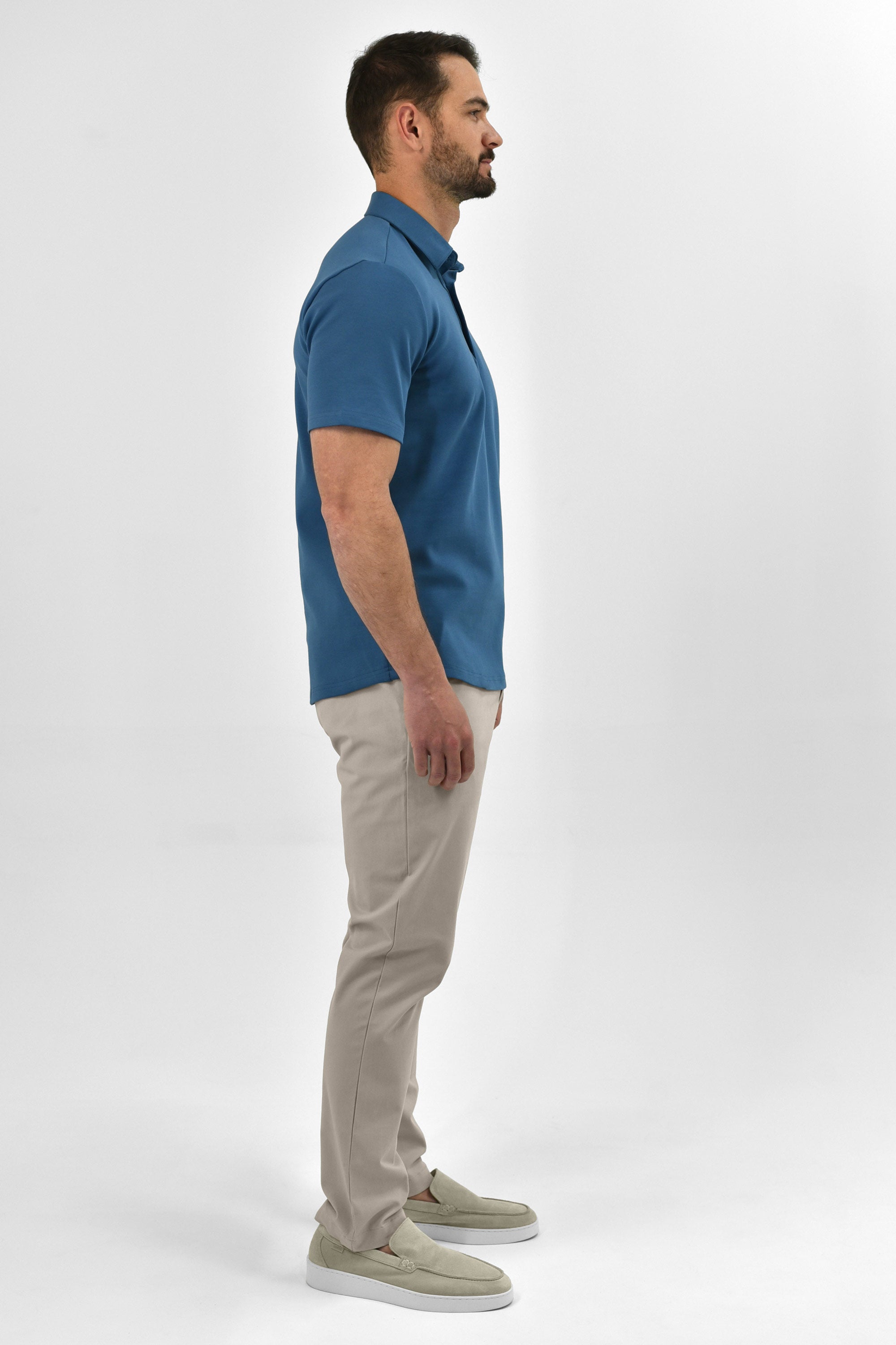 Vercate - Heren Polo Korte Mouw - Strijkvrij Poloshirt - Blauw - Slim Fit - Excellent Katoen