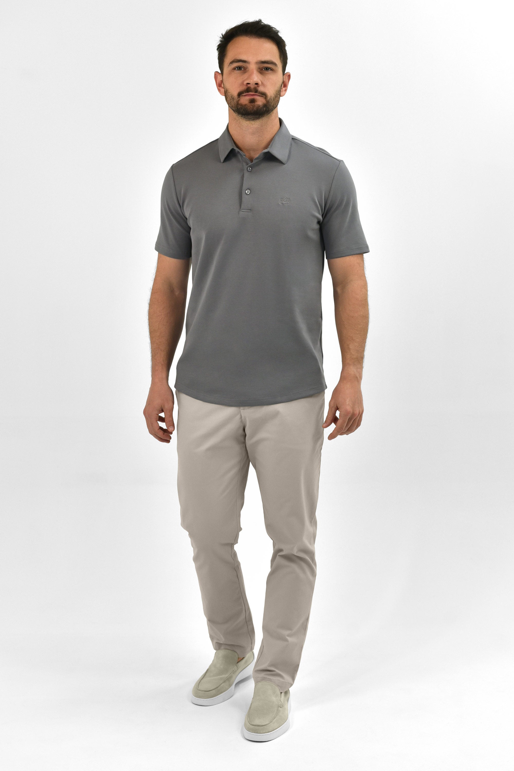 Vercate - Heren Polo Korte Mouw - Strijkvrij Poloshirt - Grijs - Slim Fit - Excellent Katoen