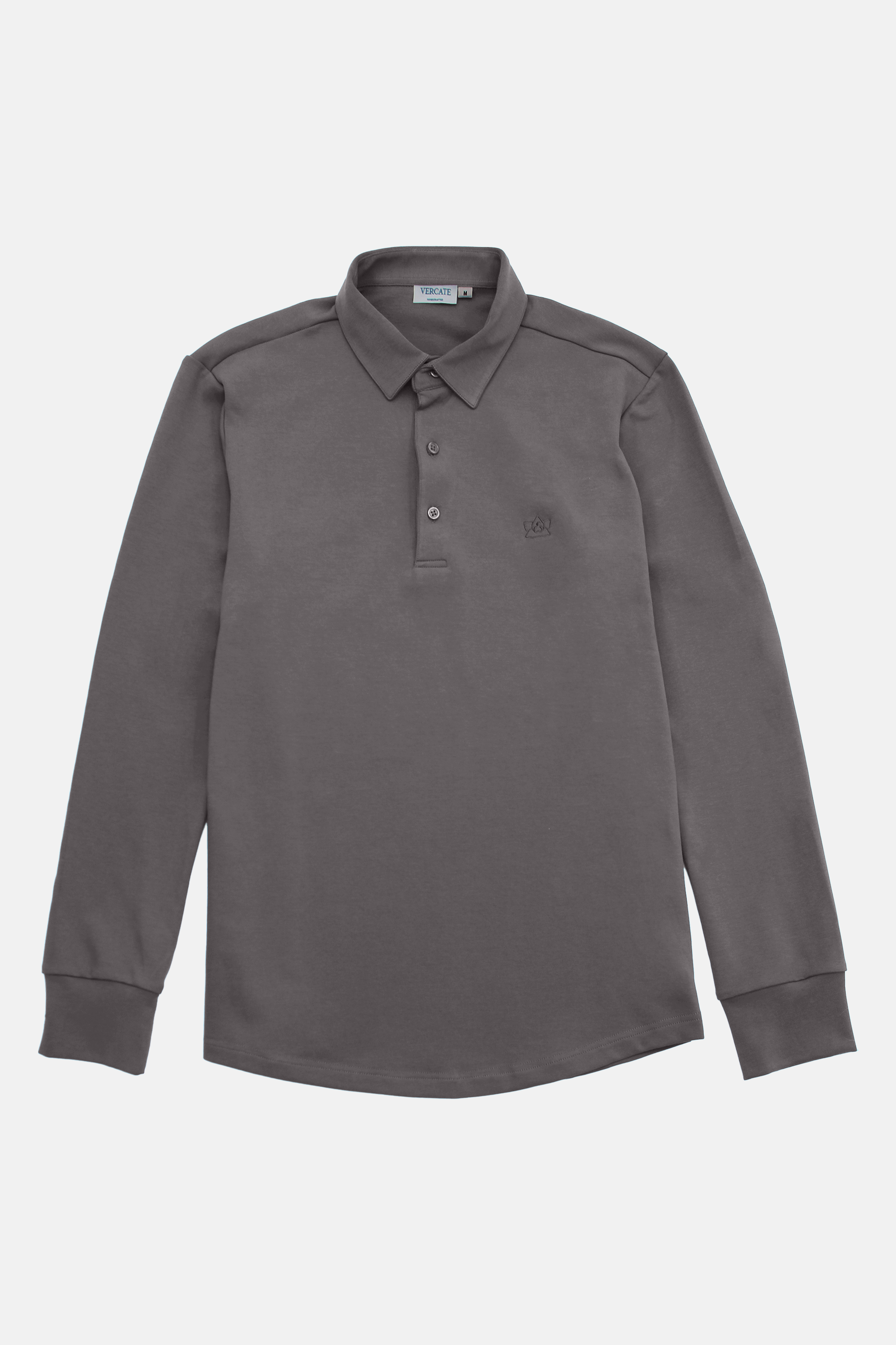 Vercate - Heren Polo Lange Mouw - Strijkvrij Poloshirt - Grijs - Slim Fit - Excellent Katoen - Heren - Maat S M L XL XXL