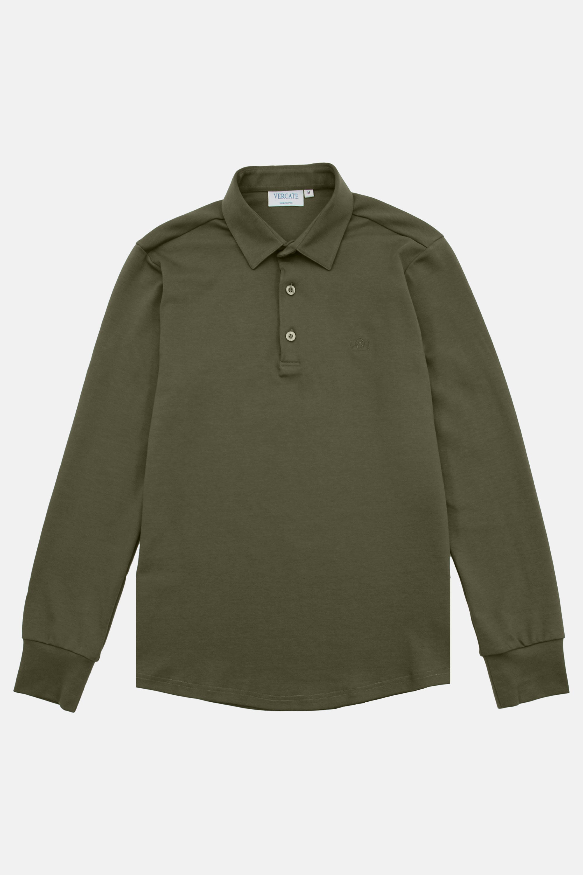 Vercate - Heren Polo Lange Mouw - Strijkvrij Poloshirt - Groen - Donkergroen - Olijf - Slim Fit - Excellent Katoen - Heren - Maat S M L XL XXL