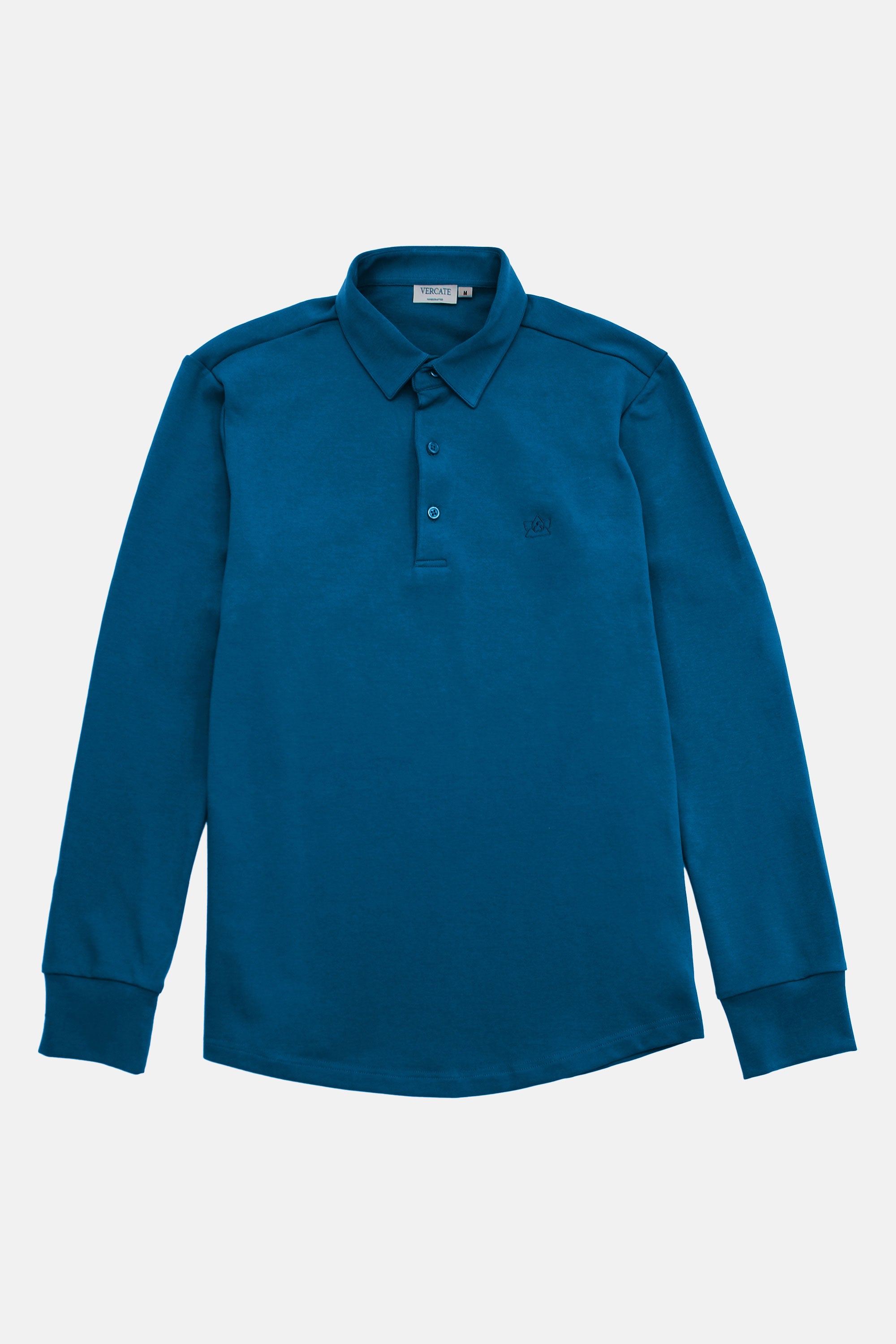 Vercate - Heren Polo Lange Mouw - Strijkvrij Poloshirt - Royal Blue - Slim Fit - Excellent Katoen - Heren - Maat S M L XL XXL