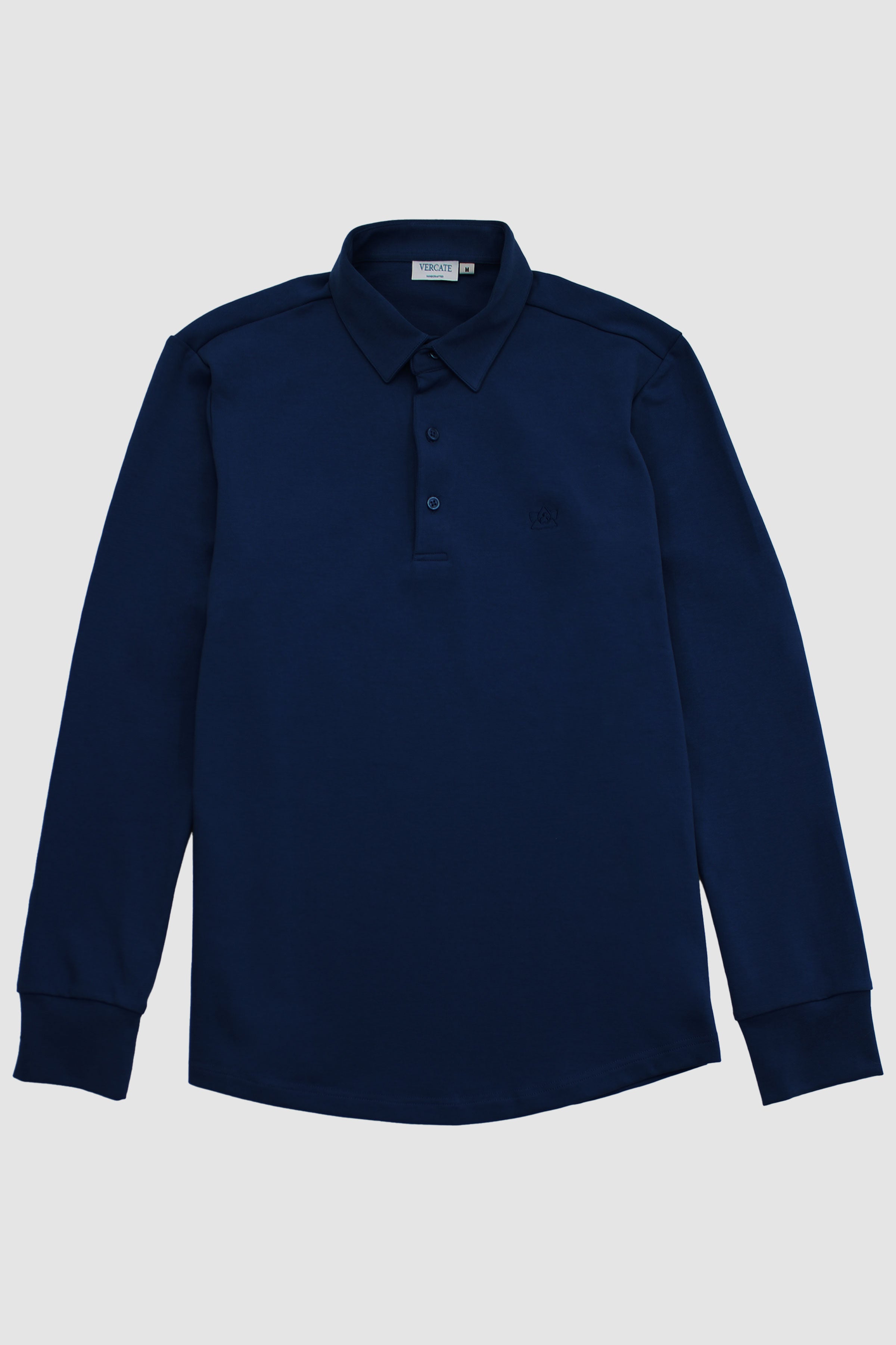 Vercate - Heren Polo Lange Mouw - Strijkvrij Poloshirt - Navy - Donkergroen - Navy - Slim Fit - Excellent Katoen - Heren - Maat S M L XL XXL