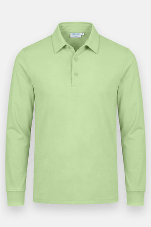 Non Iron Polo Shirt - Long Sleeve - Green Lemon