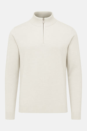 Luxury Half Zip Pullover - Off White - For Men