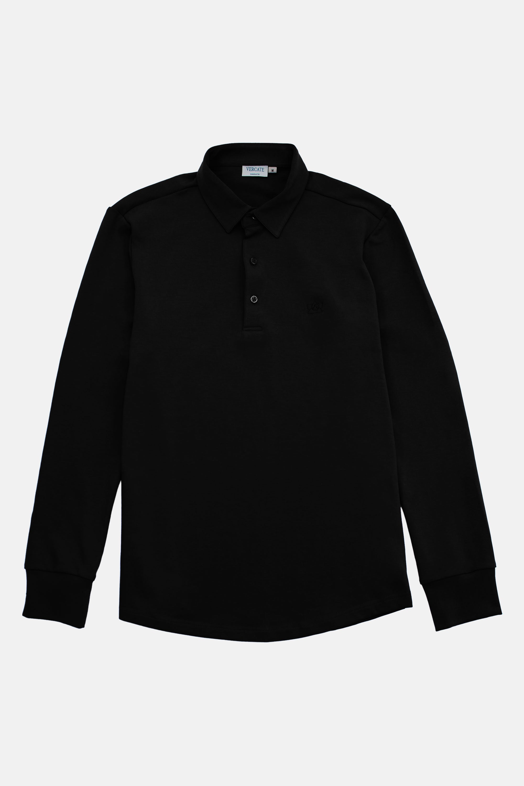 Vercate - Heren Polo Lange Mouw - Strijkvrij Poloshirt - Zwart - Donkergroen - Zwart - Slim Fit - Excellent Katoen - Heren - Maat S M L XL XXL