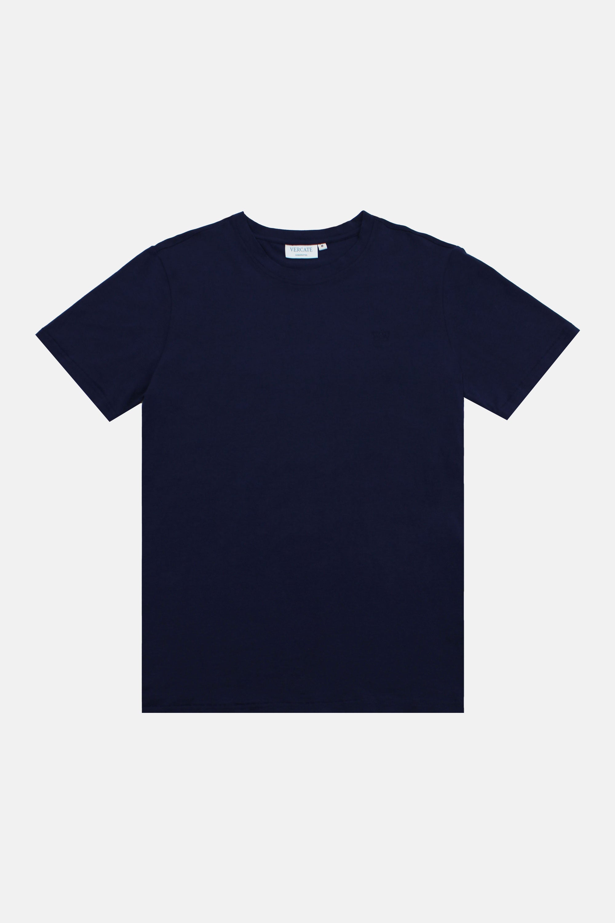 Vercate - Knitted T-Shirt - Korte Mouw - Navy - Marine Blauw - Regular Fit - Excellent Katoen - Maat S M L  XL XXL