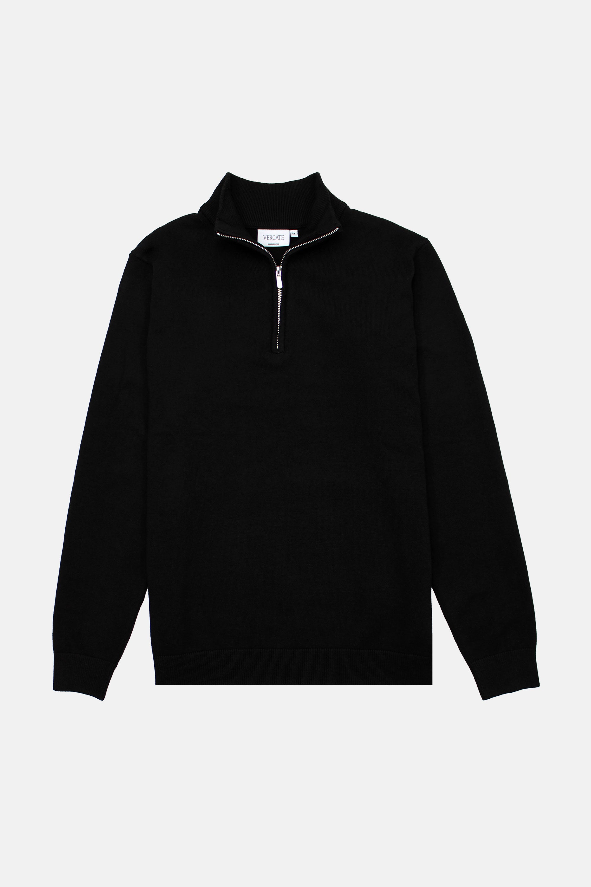 Vercate - Luxe Half Zip / Quarter Zip Pullover - Zwart - Regular Fit - Knit Heren Sweater / Trui