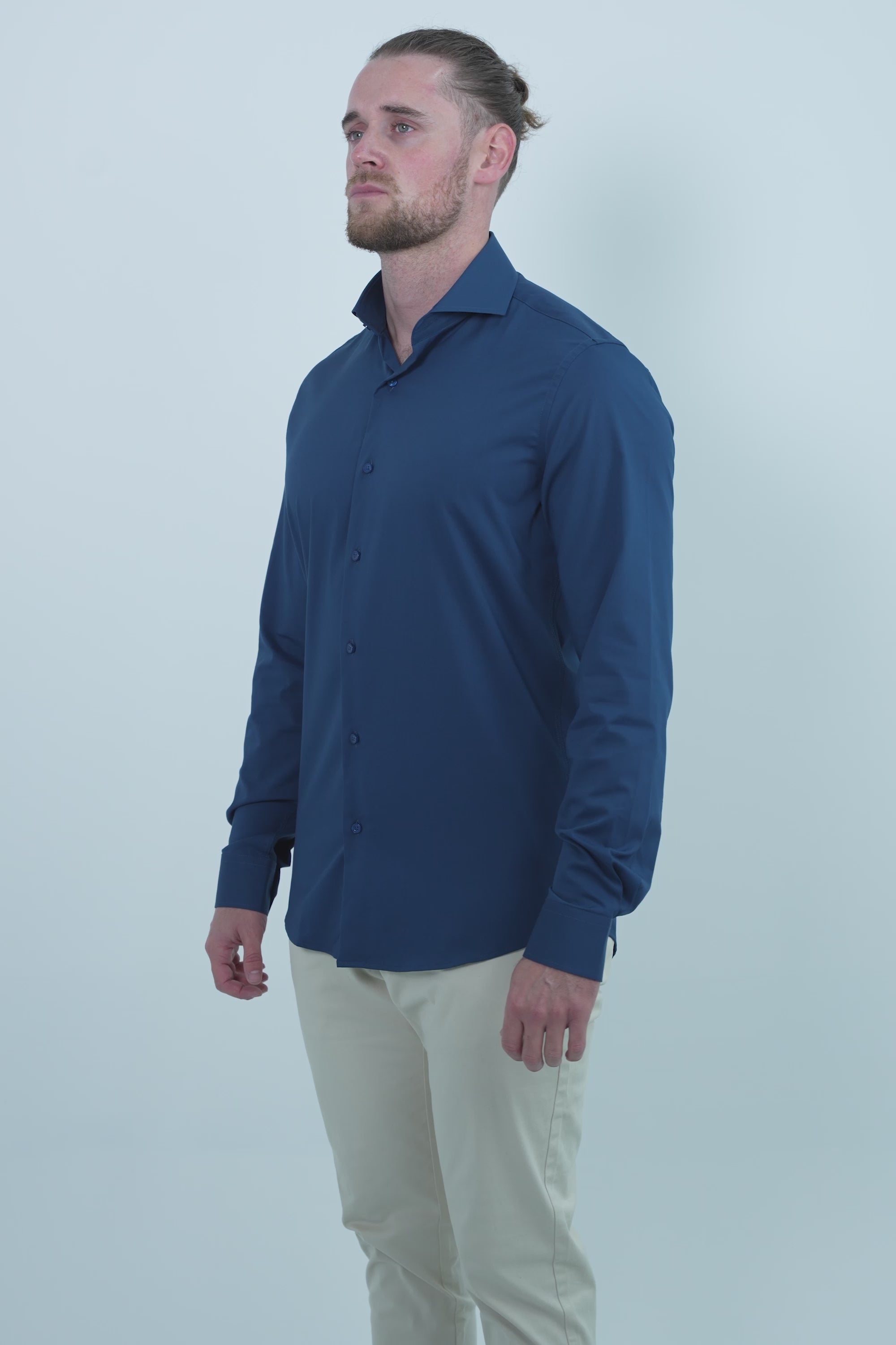 Vercate - Strijkvrij Overhemd - Navy - Marine Blauw - Slim Fit - Bamboe Katoen - Lange Mouw - Heren - Maat 37 38 39 40 41 42 43 44 S M L XL XXL 