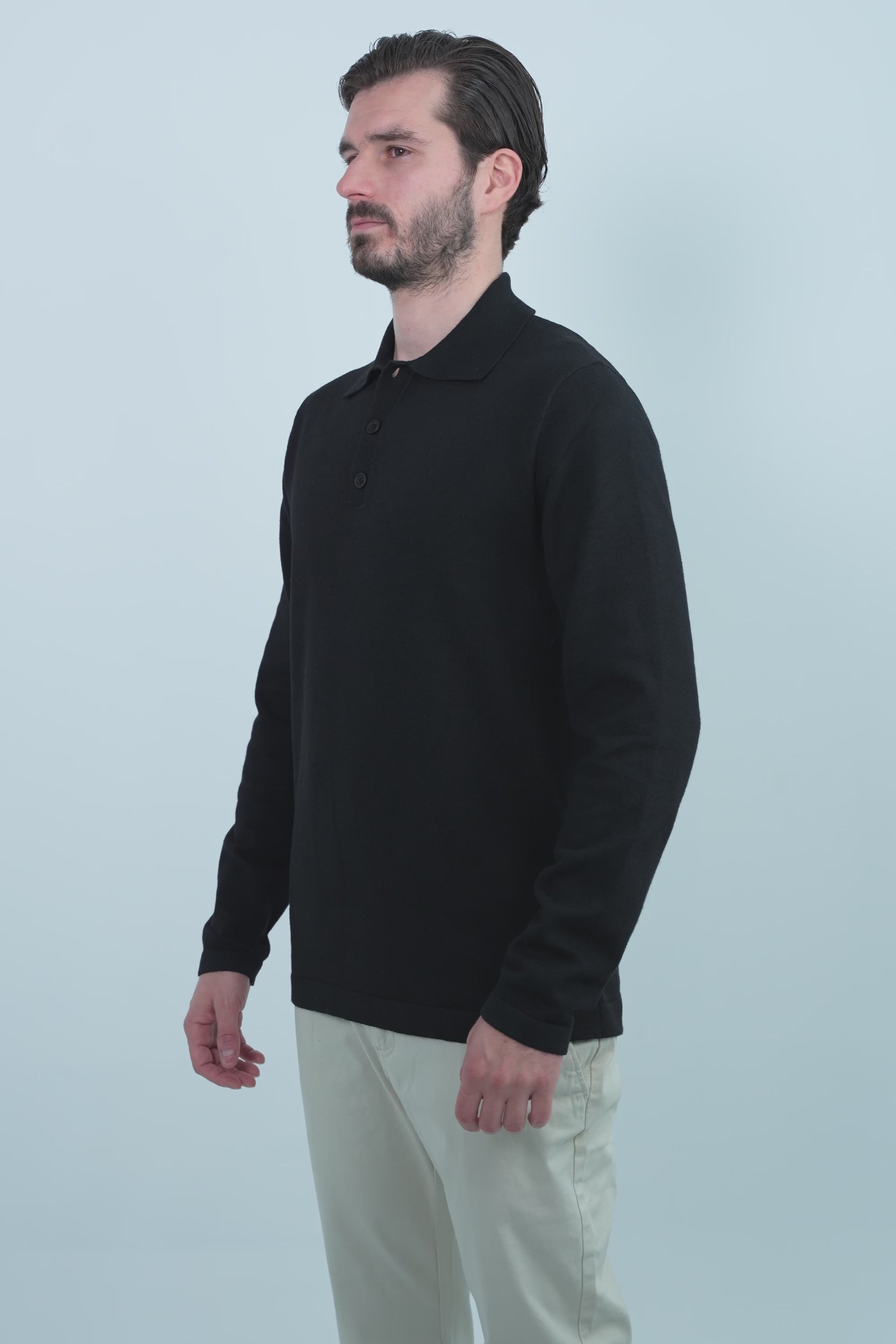 Vercate - Luxe Heren Poloshirt - Polo Met Lange Mouwen - Zwart - Regular Fit - Knit