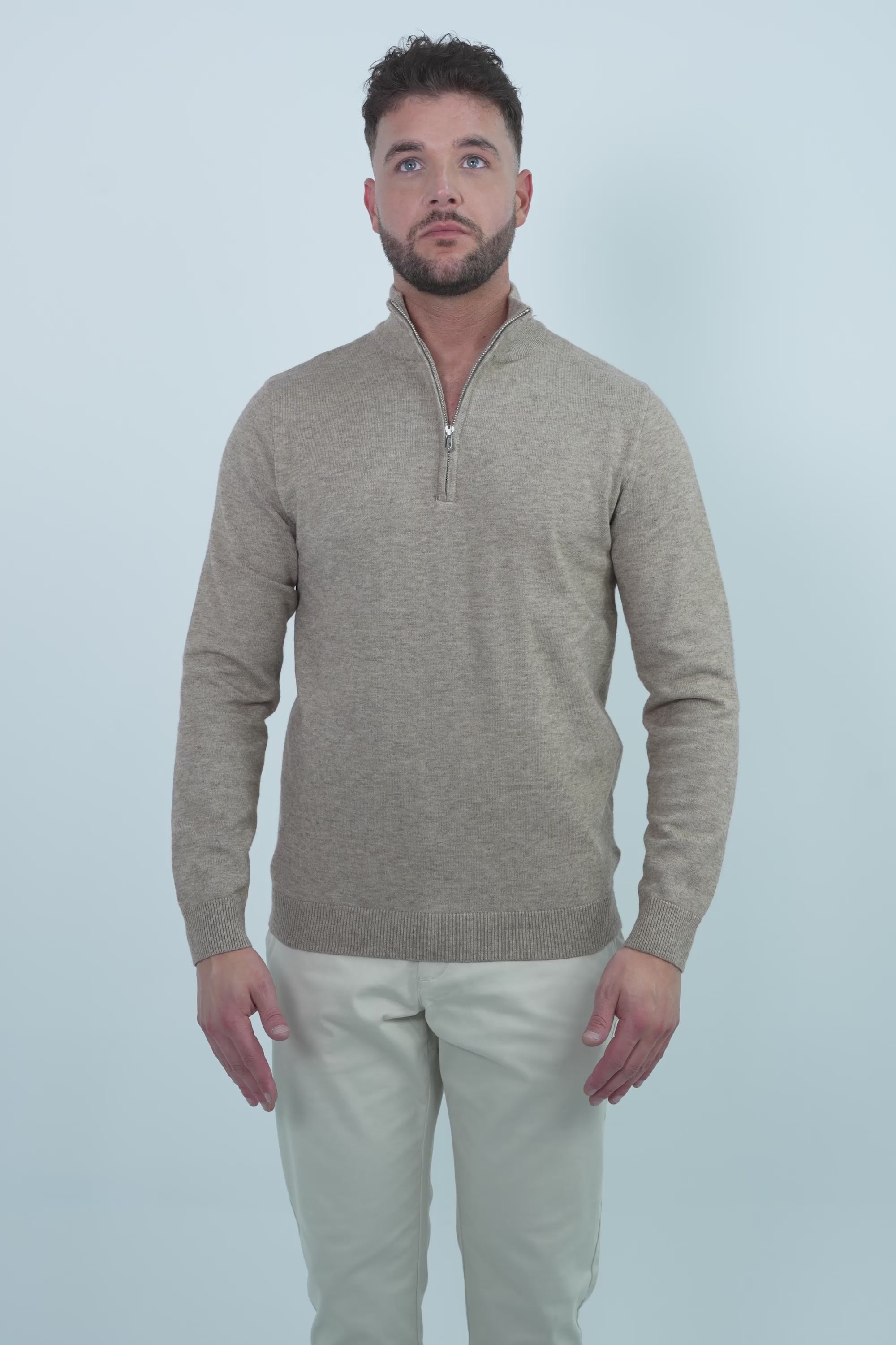 Vercate - Luxe Half Zip / Quarter Zip Pullover - Bruin - Regular Fit - Knit Heren Sweater / Trui