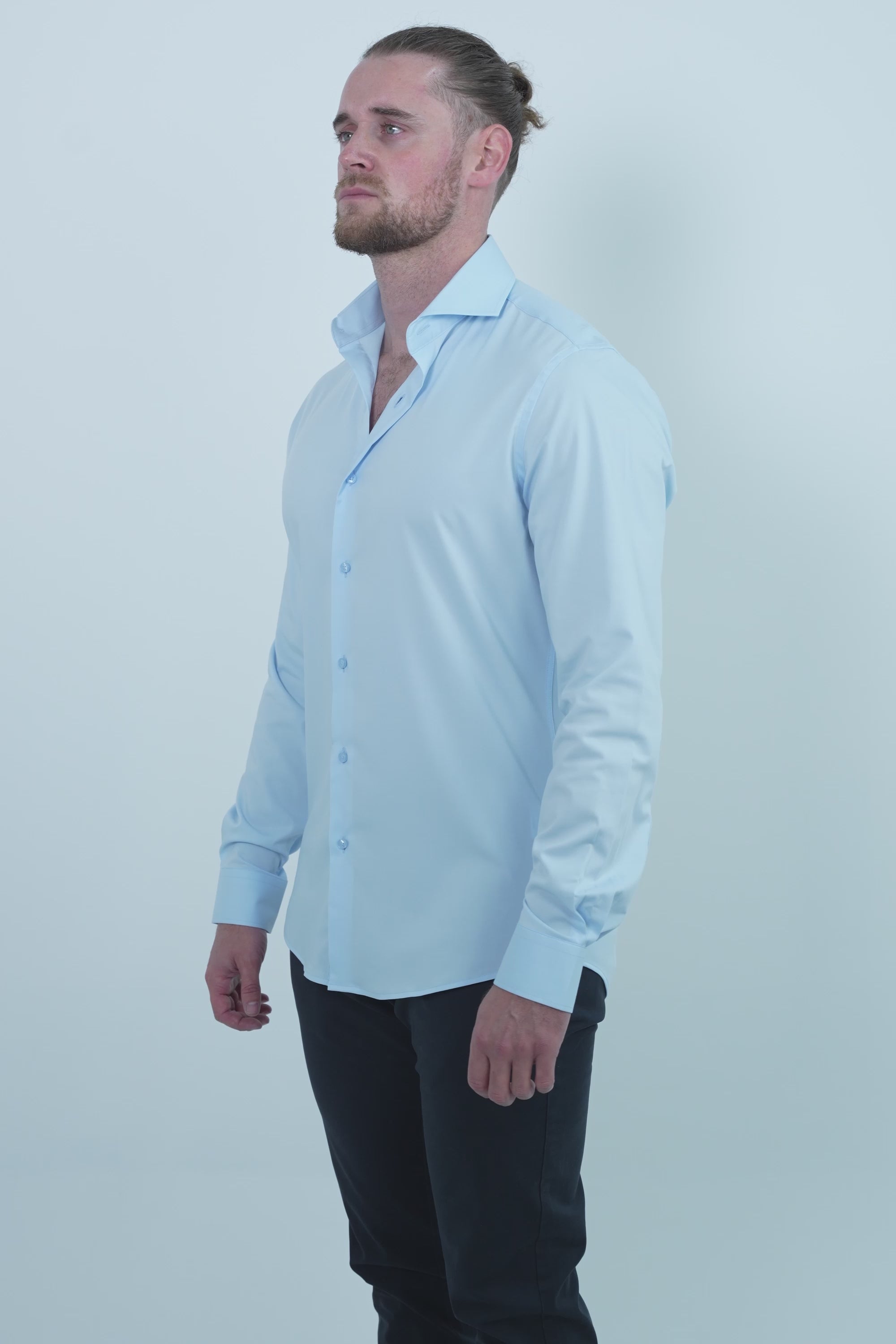 Vercate - Strijkvrij Overhemd - Lichtblauw - Blauw - Slim Fit - Bamboe Katoen - Lange Mouw - Heren - Maat 37 38 39 40 41 42 43 44 S M L XL XXL