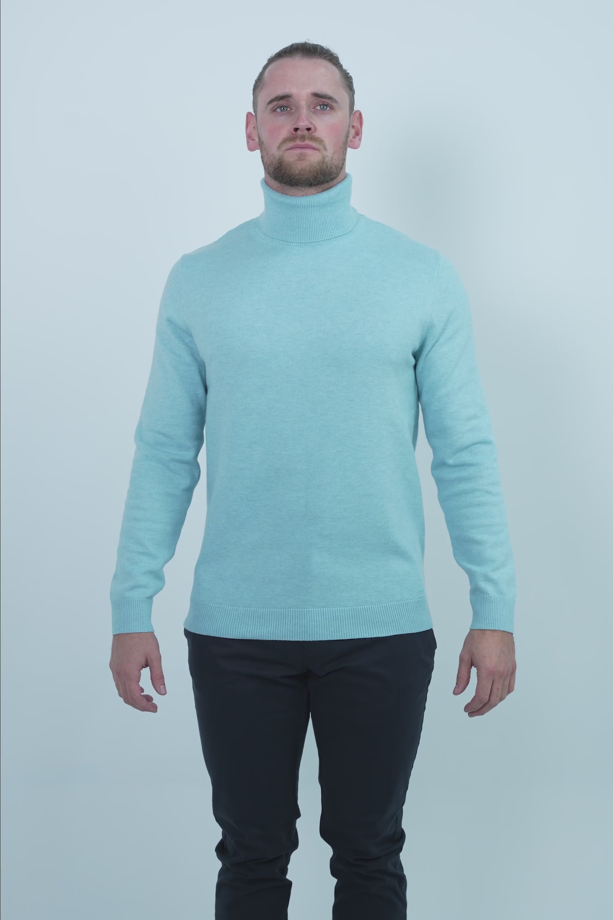 Vercate - Luxe Coltrui - Lichtblauw / Blauw - Regular Fit - Knit Heren Pullover / Sweater / Trui