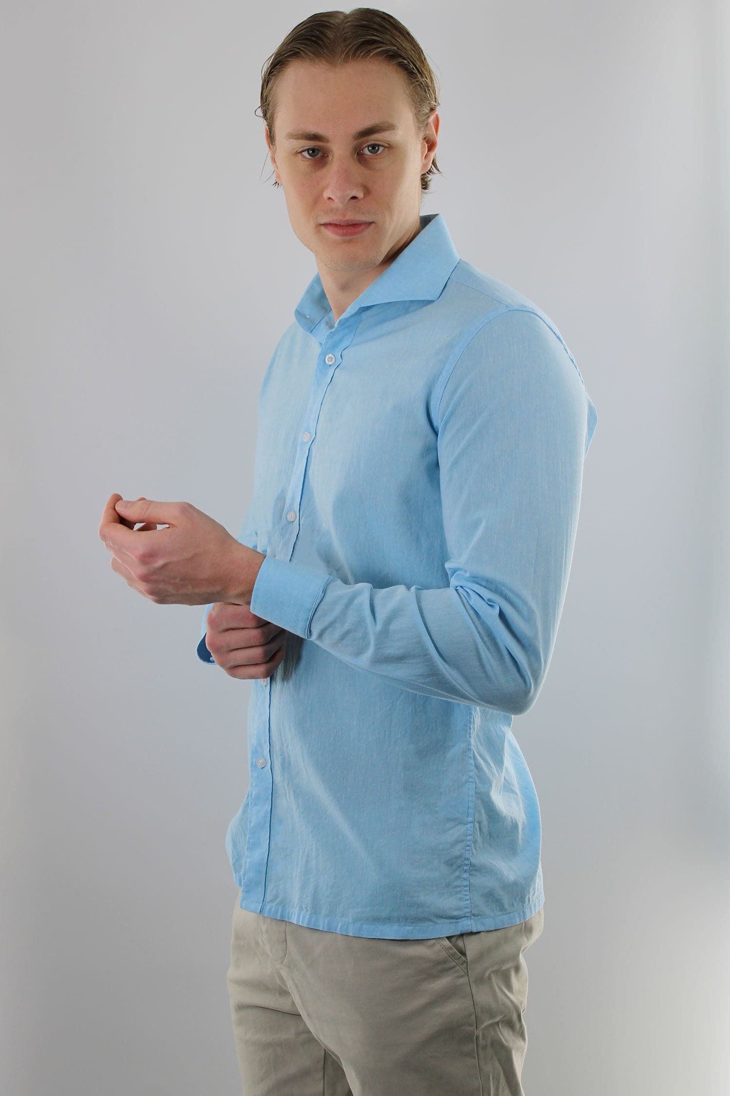 Lichtblauw Overhemd - Premium Linnen - Overhemd - Vercate - Vercate - Overhemden - Strijkvrije overhemden - Heren