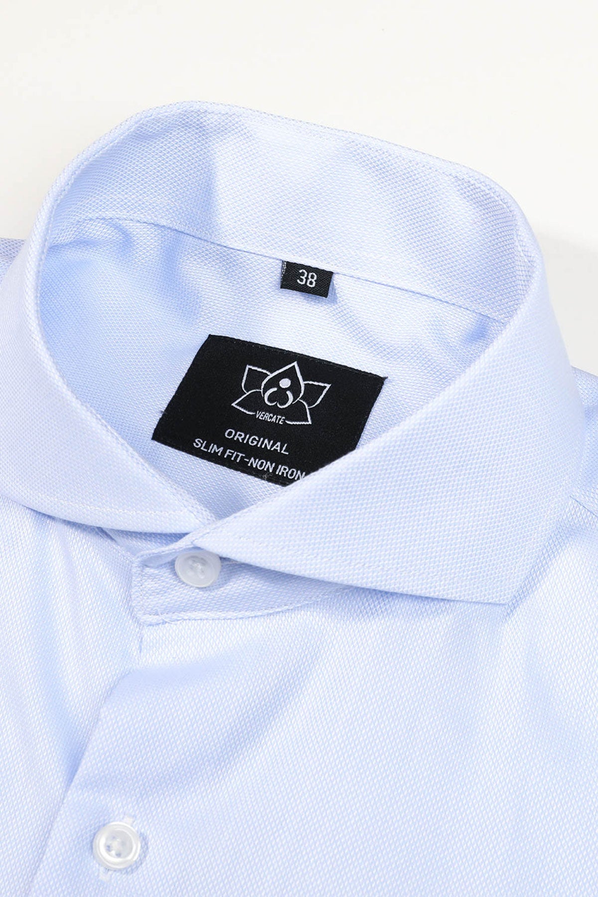 Strijkvrij Overhemd - Hemelsblauw Jacquard - Overhemd - Vercate - Vercate - Overhemden - Strijkvrije overhemden - Heren - herenkleding