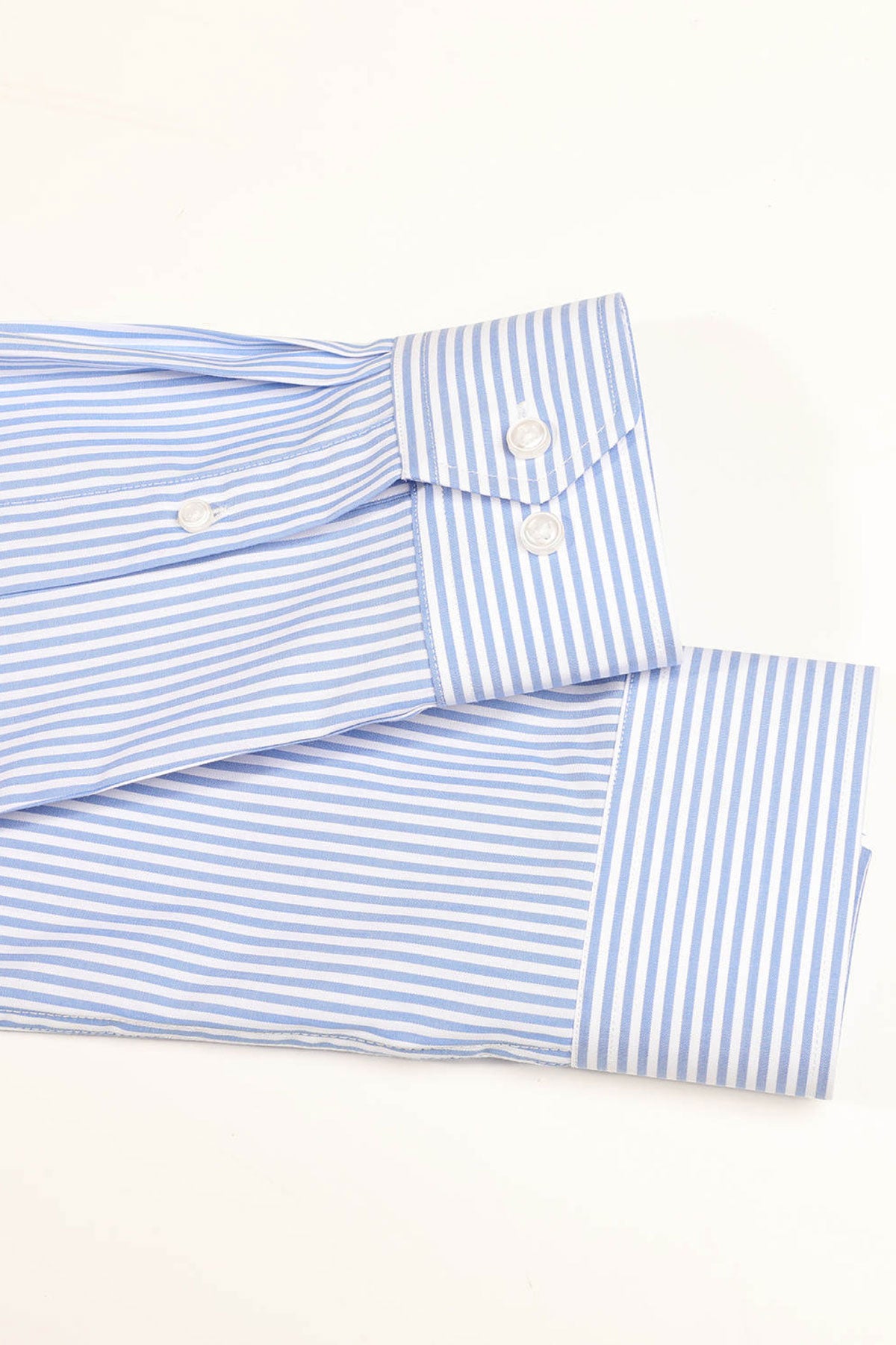 Strijkvrij Overhemd - Lichtblauw Gestreept Poplin - Overhemd - Vercate - Vercate - Overhemden - Strijkvrije overhemden - Heren