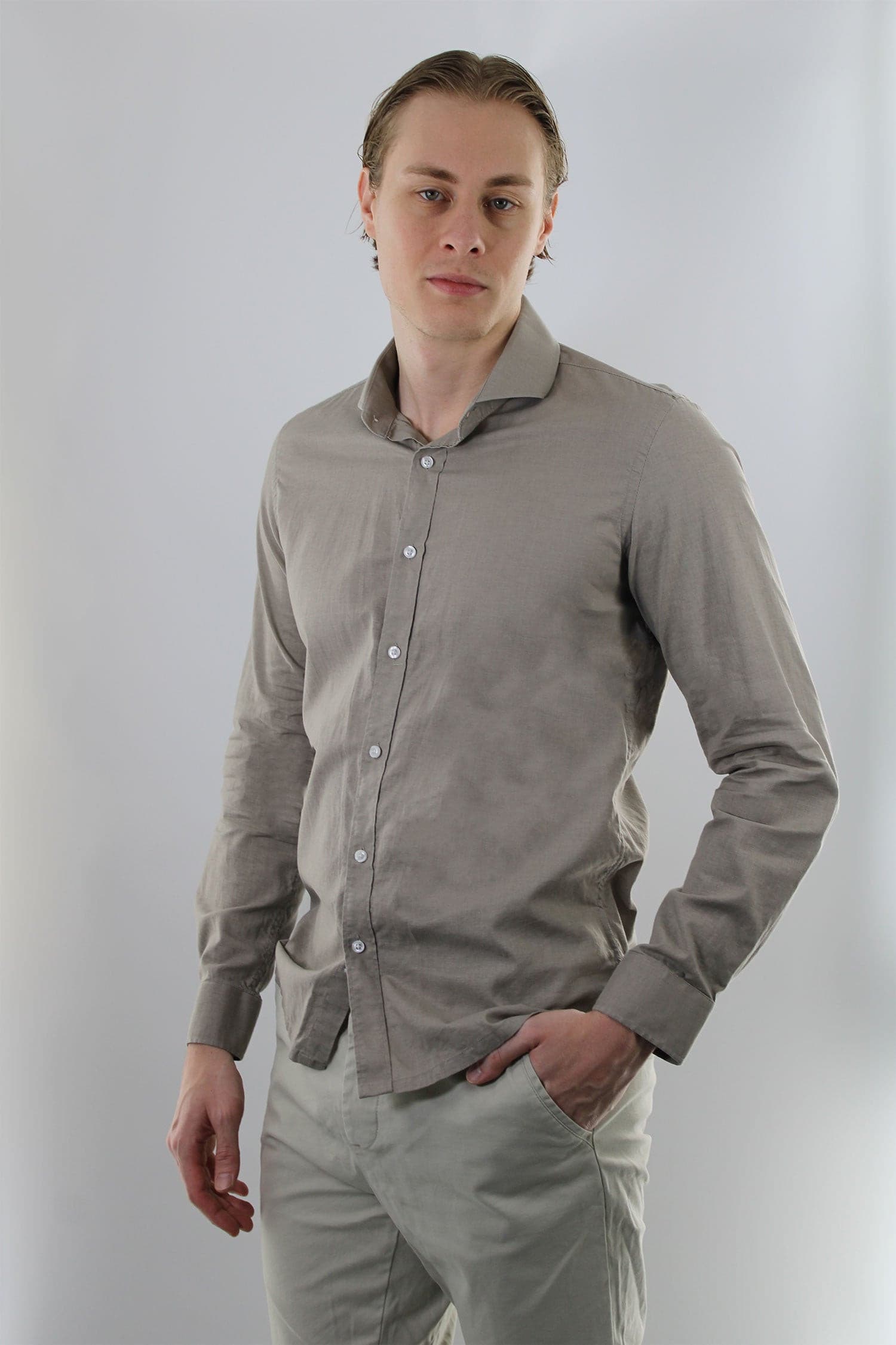 Beige overhemd - Premium Linnen - Overhemd - Vercate - Vercate - Overhemden - Strijkvrije overhemden - Heren